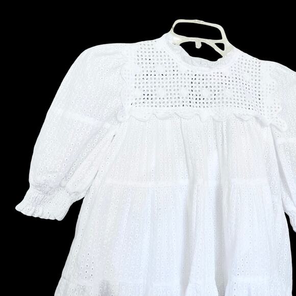 PETITE AMALIE WHITE EYELET LACE SWING DRESS size 7 - Picture 4 of 15